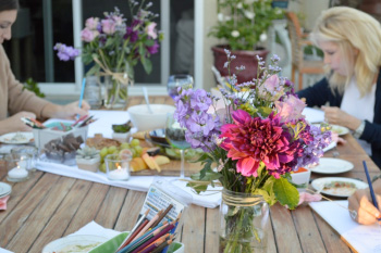 Making art around table