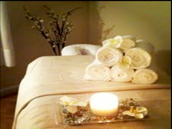 Massage table under low lighting