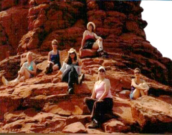 Group on red rocks